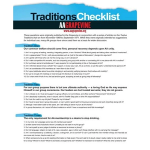 Traditions Checklist